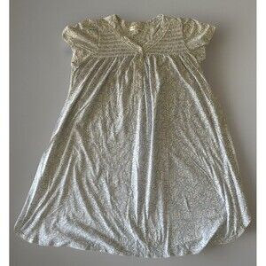 Miss Elaine Cotton Nightgown Blue Paisley Lace Trim Sleepwear Size Medium